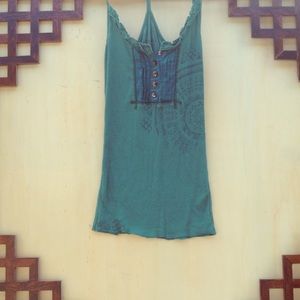 We The Free Racerback teal green stamp tank XS