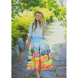 *Host Pick*Prairie Scenic Print Midi Skirt