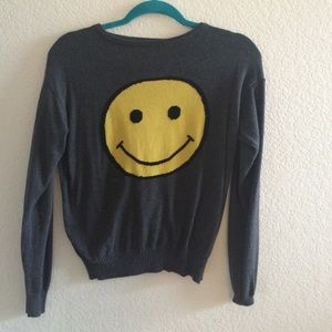 Smiley face gray sweater