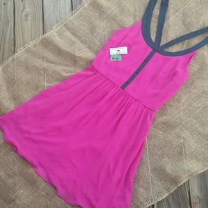 ☆SOLD☆ Unique Fuchsia and Navy Dress & Free Gifts