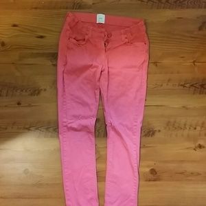 Coral maternity skinny jeans