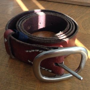 Brown Leather AE Belt with Silver Buckle