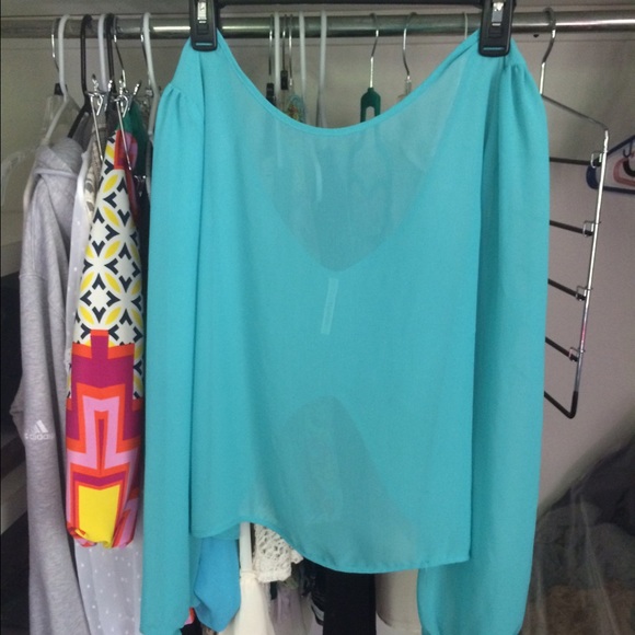 Blue backless blouse