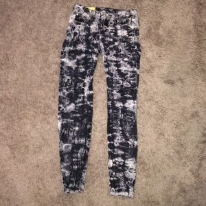 Black and white newspaper print jeans