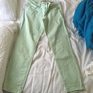 Green skinny jeans