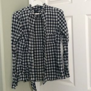 Plaid blue & white long sleeve