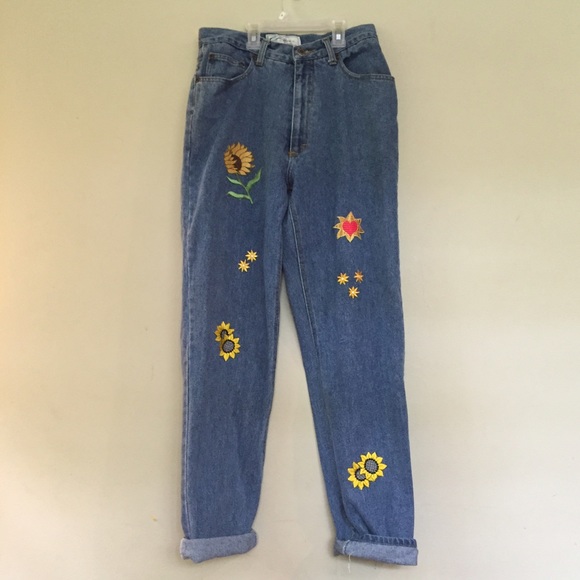 Jeans with sunflower patches Outlet