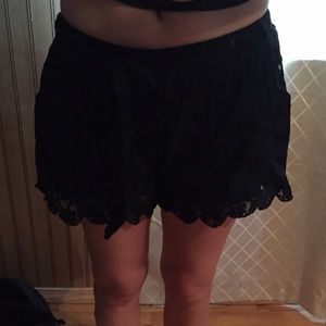 Black lace shorts