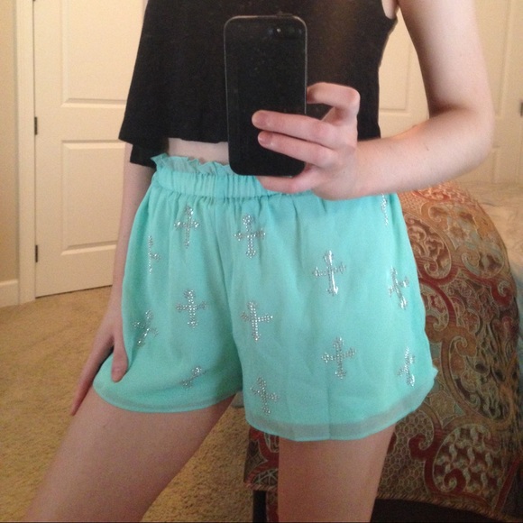 Studded High-Waisted Shorts