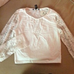 long sleeve lace white shirt