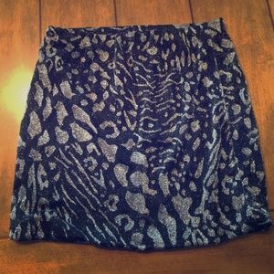Black & Grey leopard pencil skirt