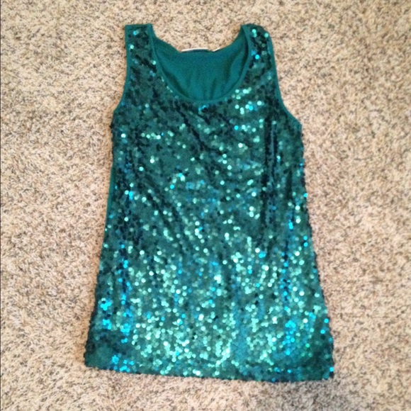 Green sequined tank