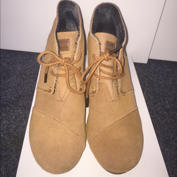 Chestnut suede toms wedges RESERVED