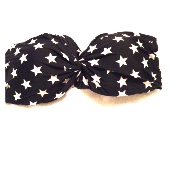 Black white star bandeau bikini top.