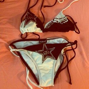 Rockstar/fox swim suit top and bottoms