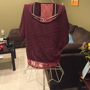 Red black and lace shirt