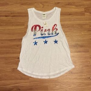 Vs pink bling American tank July 4 red white blue