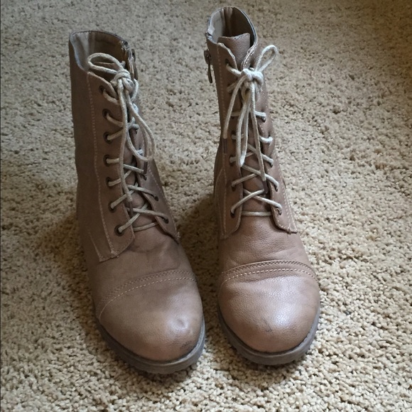 Tan combat boots