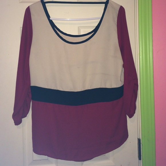 Burgundy and Tan top
