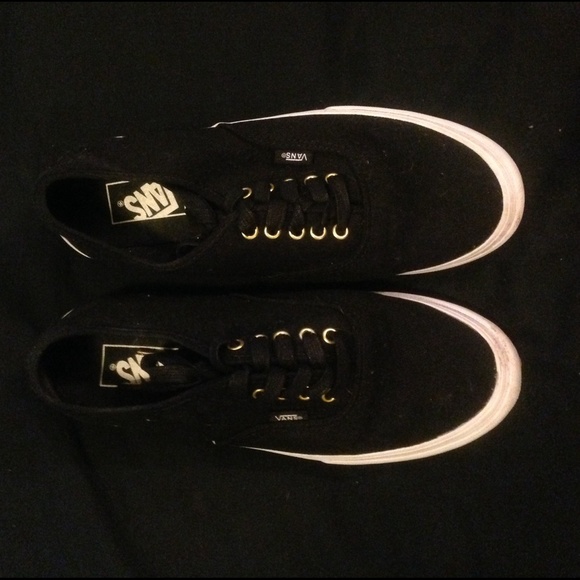 Vans Shoes - Like new black vans gold eyelets 9