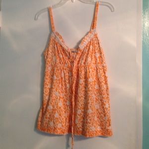 Orange and white floral design tank top