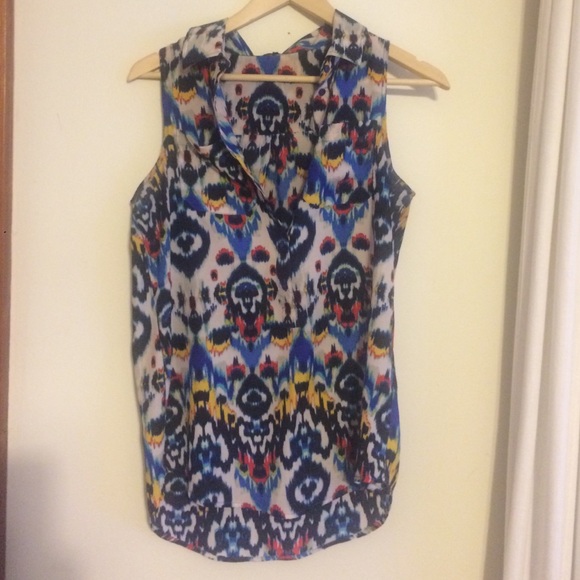 Sleeveless Ikat Silky Top