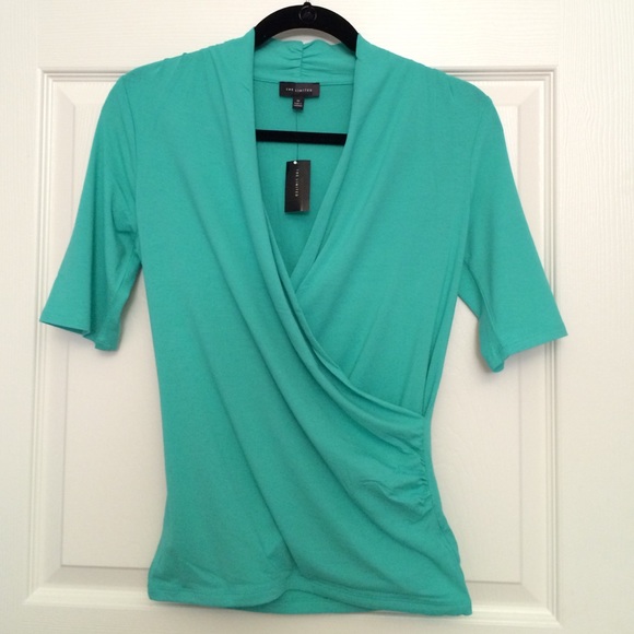 The Limited Teal Wrap Top