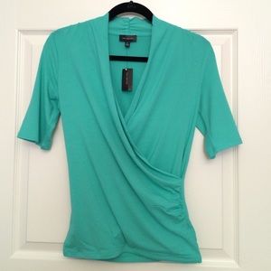 The Limited Teal Wrap Top