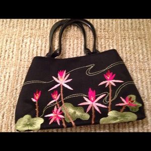 Precious cocktail purse. Black with bright colors