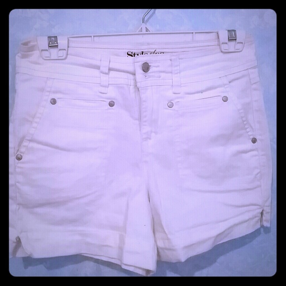 White denim high waisted shorts