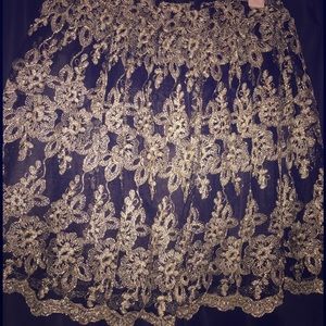 Black and gold lace skirt