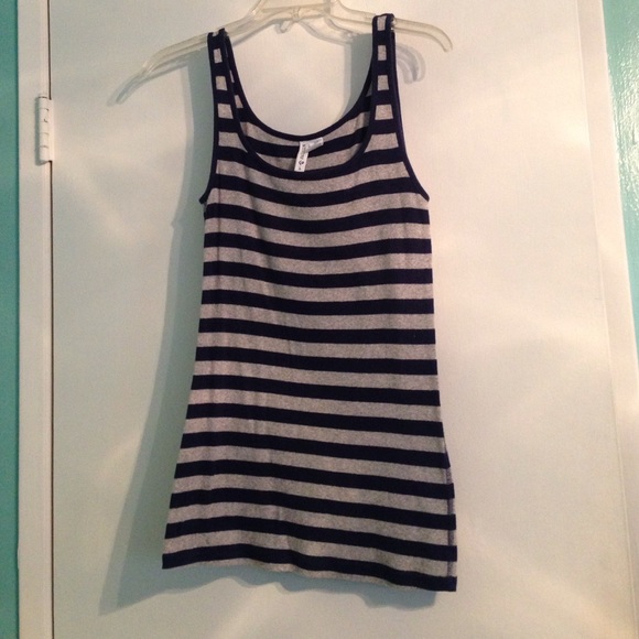 Navy blue and gray stripped tank