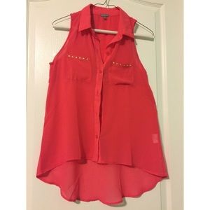 Sheer sleeveless button down