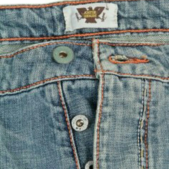 Antik denim jeans with brown embroidered pockets - Picture 3 of 4