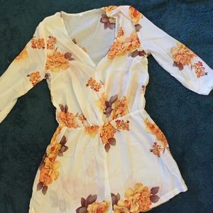 White and orange floral romper! New