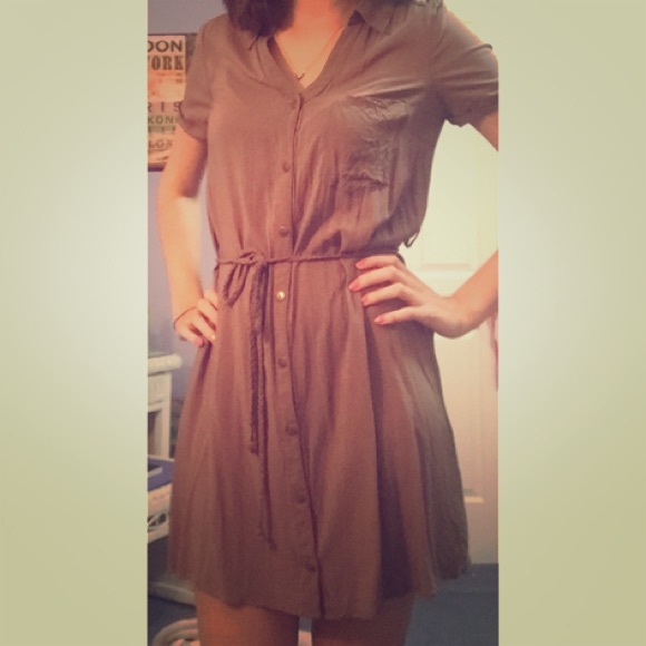 Button down dress - taupe