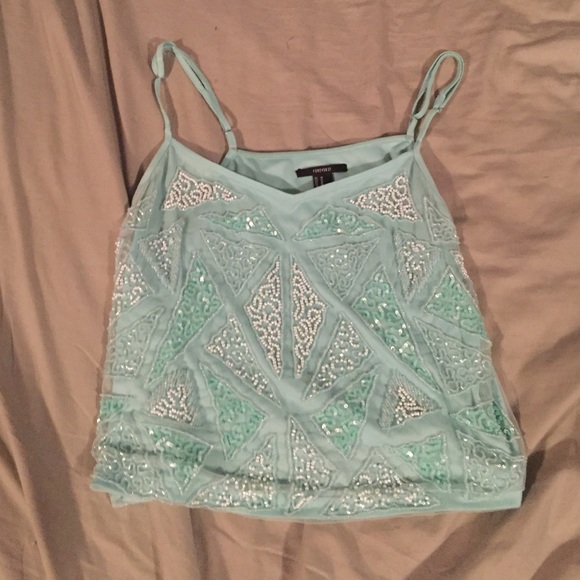 Beaded mint top