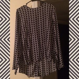 Black & White Long Sleeved High Low Shirt