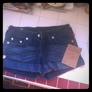 True religion denim shorts