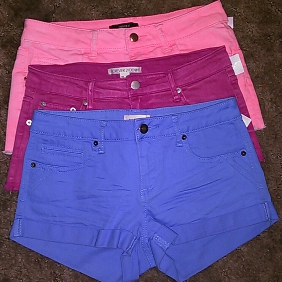 Three pair of colorful shorts