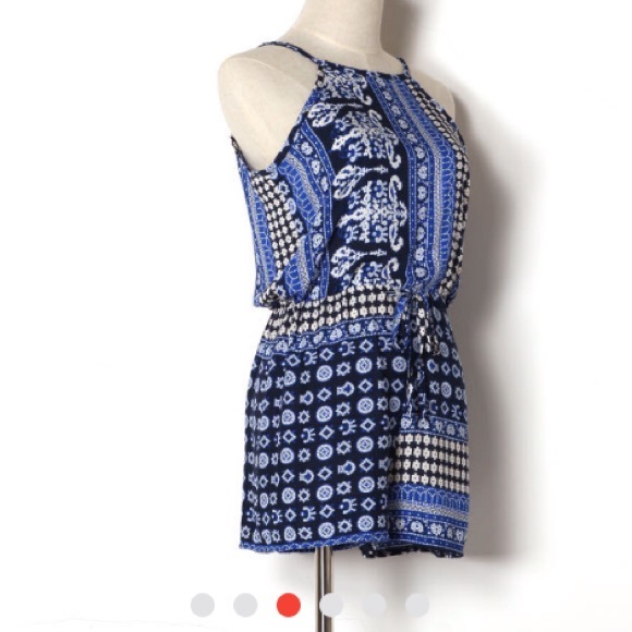 Patterned blue romper!