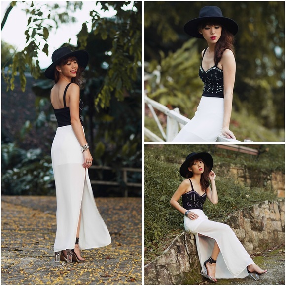 White chiffon maxi skirt