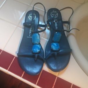Blue jeweled Jeffrey Campbell sandals