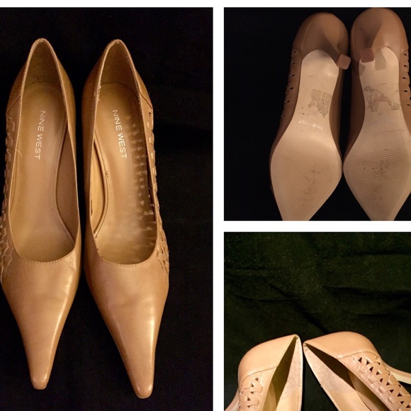 NINE WEST CAMEL LEATHER PUMPS POINTY TOE SIZE 7.5