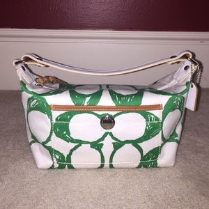 Coach Small Green and White Classic Print