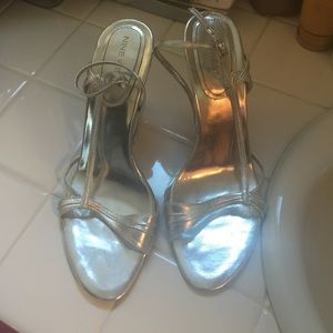 Silver Nine West heeled sandals