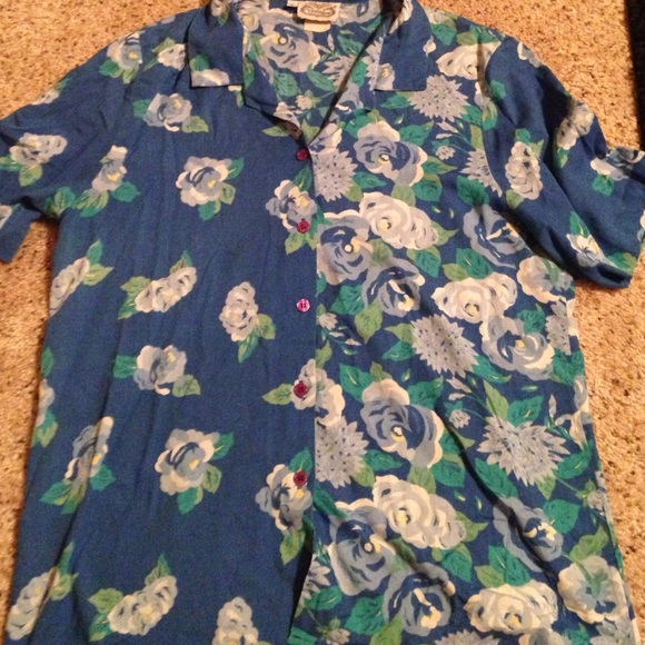 Blue Floral Collared Top