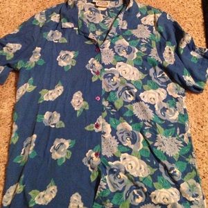 Blue Floral Collared Top