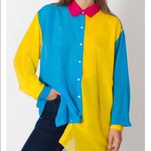 Color block oversized button-up