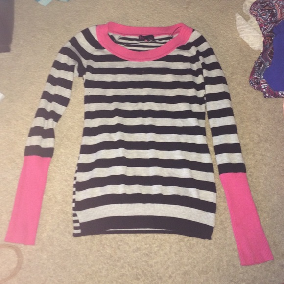 Pink, black, and grey sweater